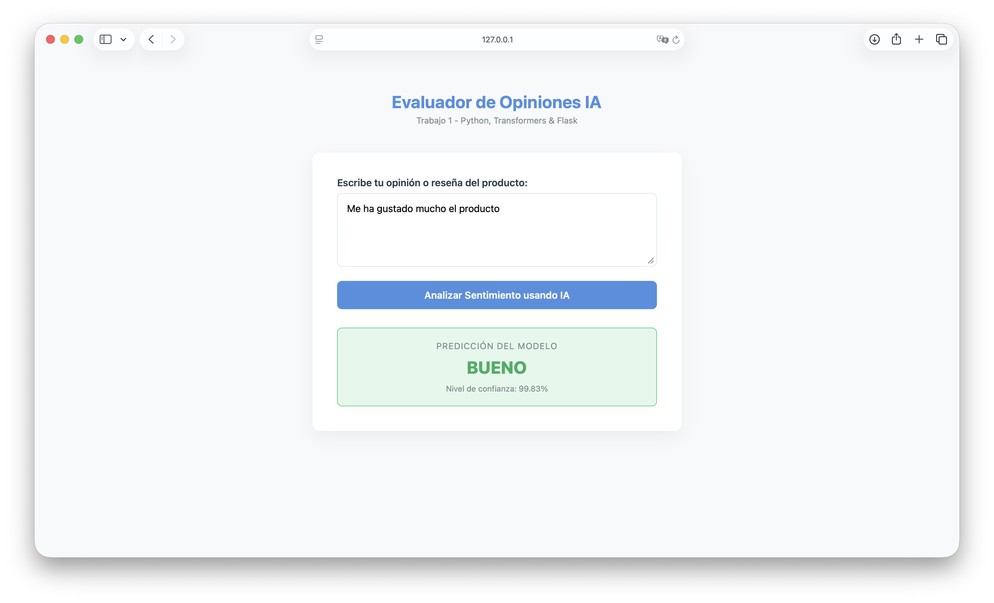 Resultado positivo en la web