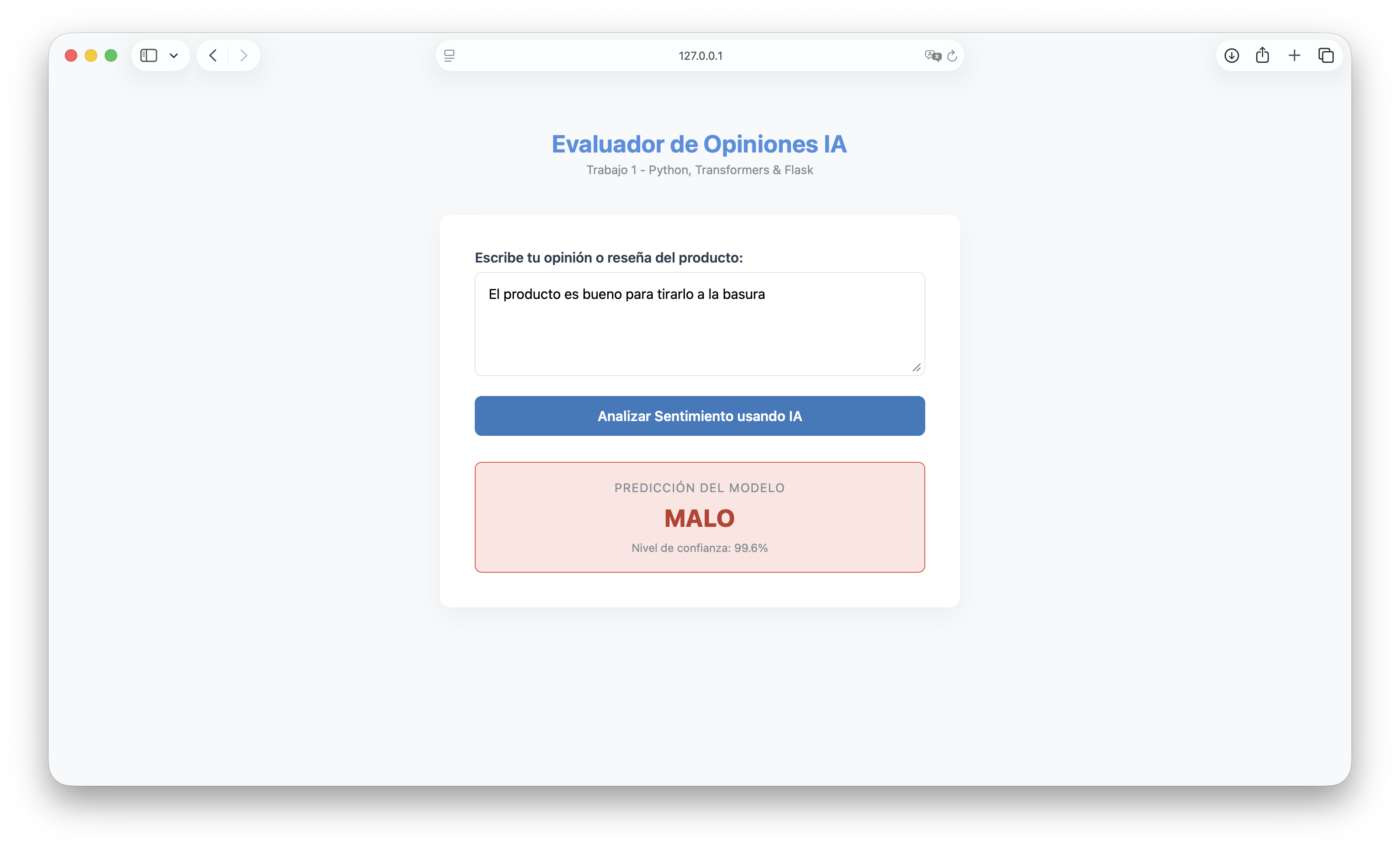Resultado negativo en la web