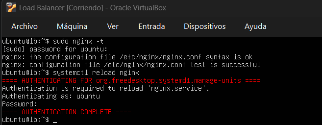nginx -t y reload